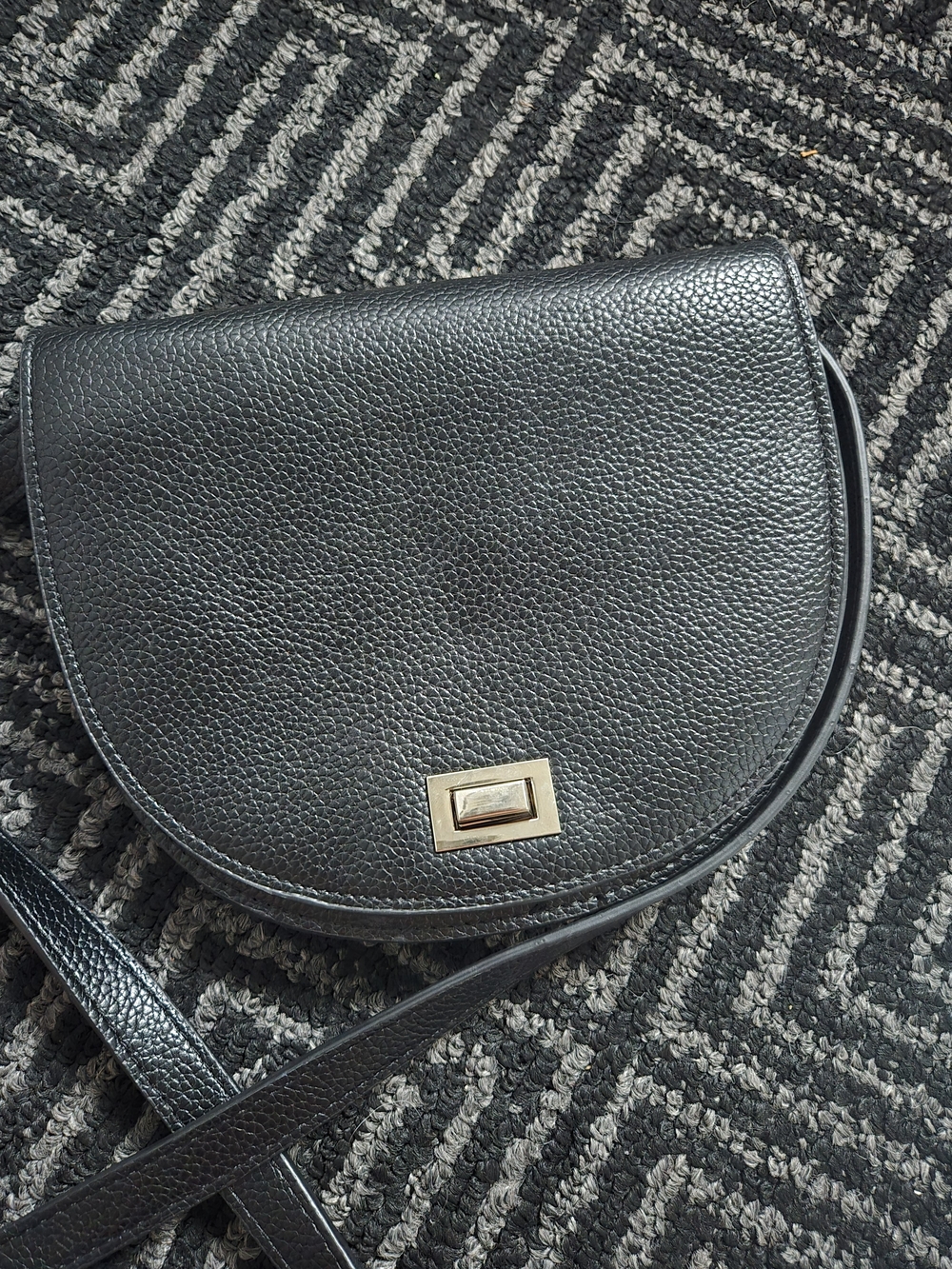 Steve Madden Black Pebbled Crossbody with Silver Turn-Lock